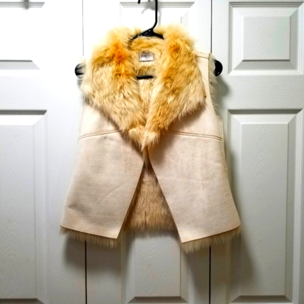 Jennifer Lopez Faux Suede & Fur Reversible Vest size XS Cream